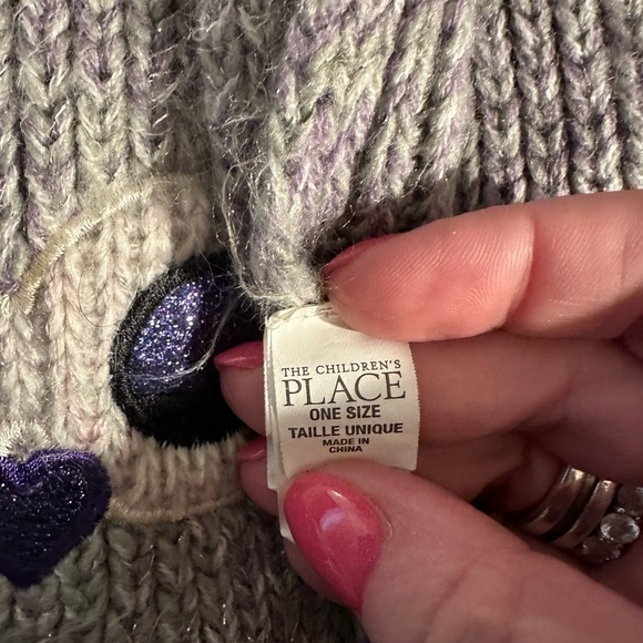 The children’s place owl eyes scarf one size cute gray and purple sparkle shine - Picture 5 of 5